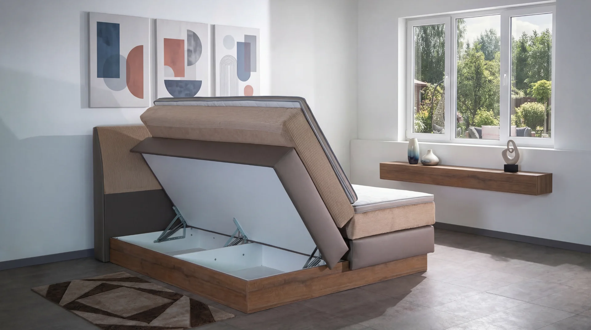 Bild: Boxspringbett mit Stauraum: Bettkasten sinnvoll oder unnötig?