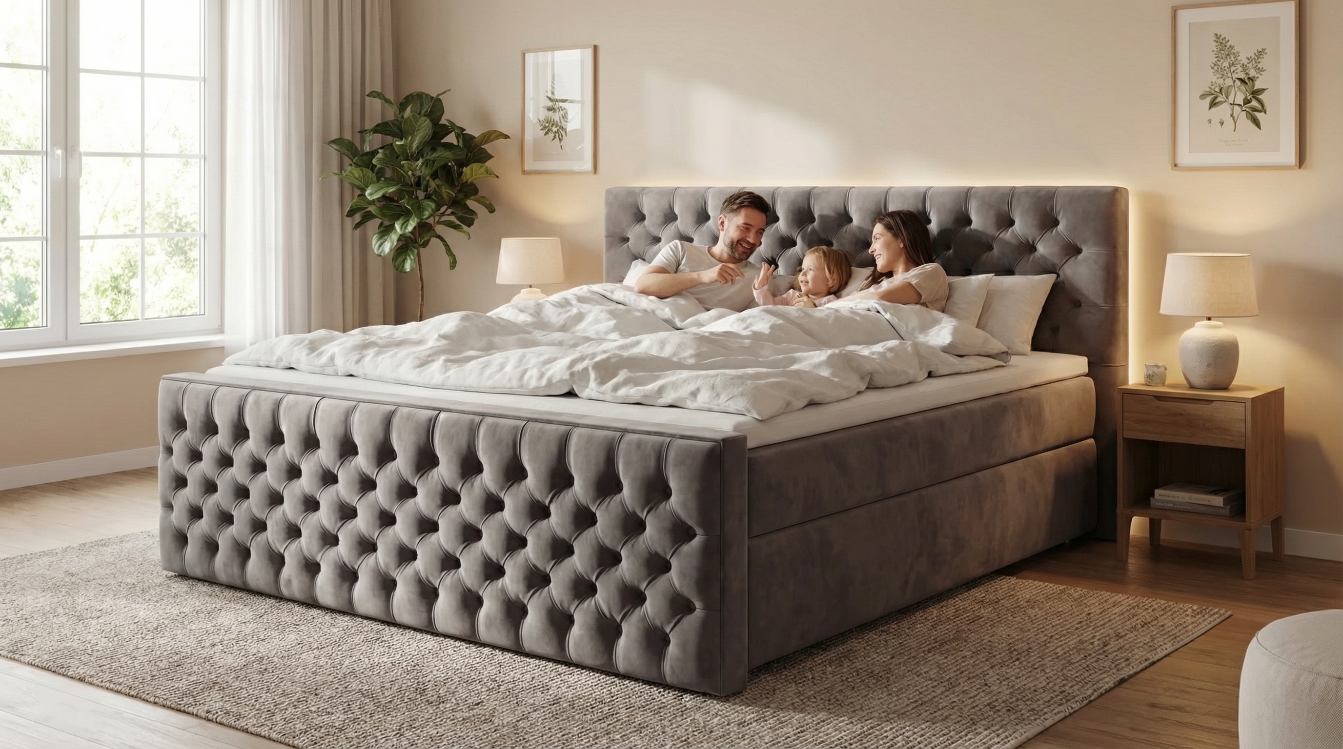 Bild: Familienbett in 240cm Breite: Boxspringbett für die ganze Familie